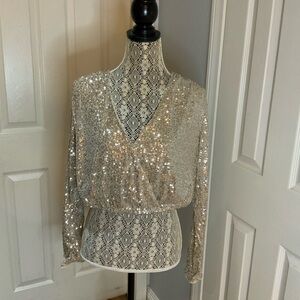 H&M gold sequins cropped top size M
